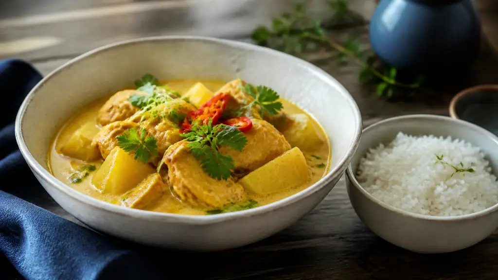 Curry jaune recette thaïe au poulet et lait de coco en 40 minutes