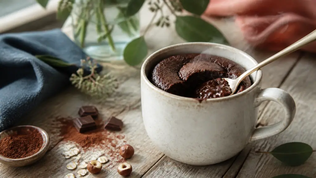 Mug cake healthy peu calorique : un fondant au chocolat autour de 150 kcal